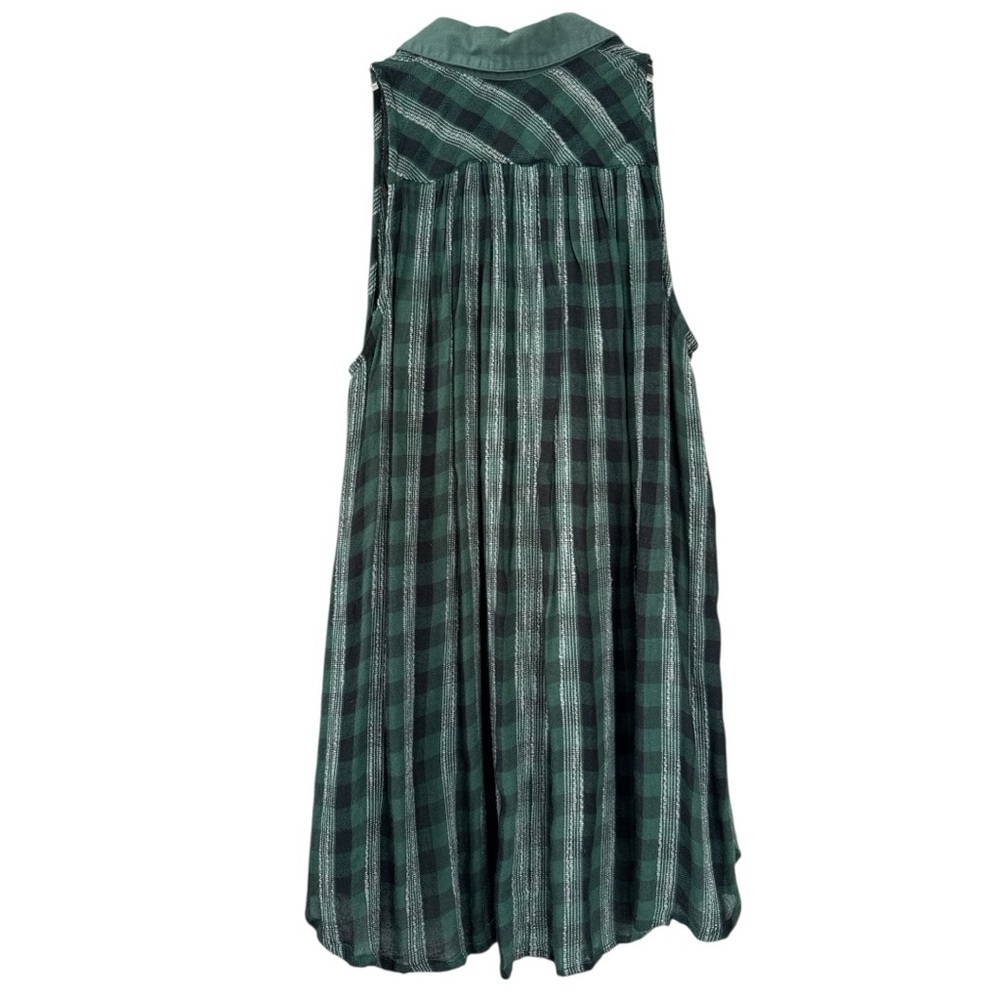Free People Oversized Sleeveless Green Plaid Tunic Size XS - Picture 2 of 4